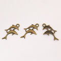 Double Dolphin Metal Charm In 6 Finish Options for Jewelry Making view 2