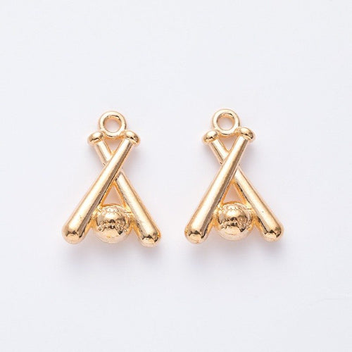 Close view showing the front details of the crossed baseball charms