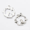 Bird In Wreath Metal Charm In 3 Finish Options for Jewelry Making view 2