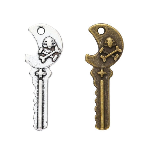 Front detail view of the Pirate Skull Moon Key metal piece