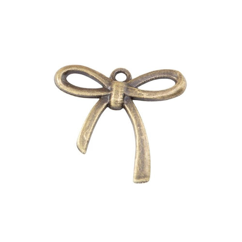 Close view showing the front and reverse details of the ribbon bow charm
