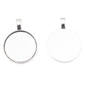 Round Cabochon Pendant Trays in Two Antique Metal Finishes view 2
