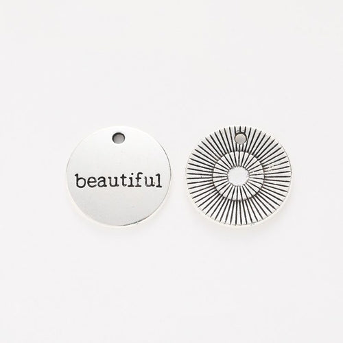 Close view of the beautiful message charm surface and relief