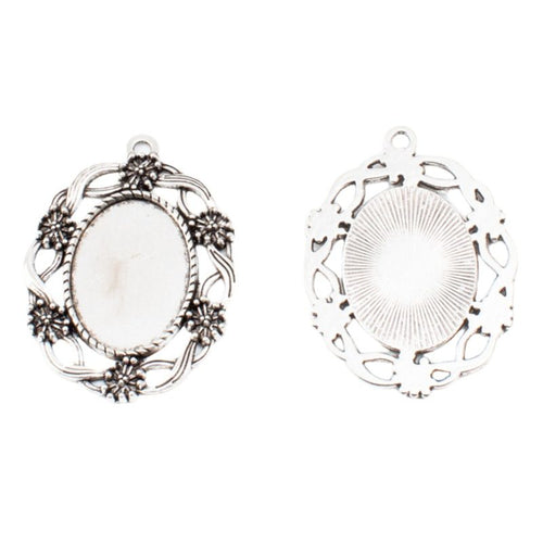 Ornate oval cabochon pendant settings shown in product image 2