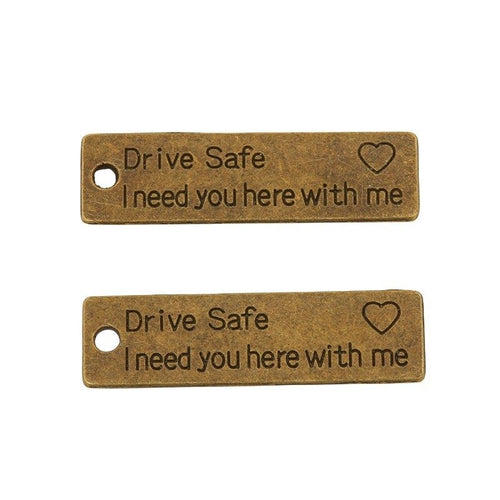 Drive Safe Quote Charm pictured from the front