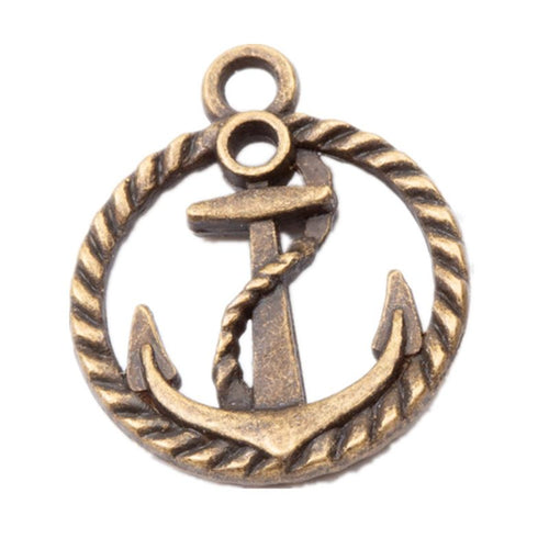 Anchor Medallion metal component, reverse and front details on a white background.