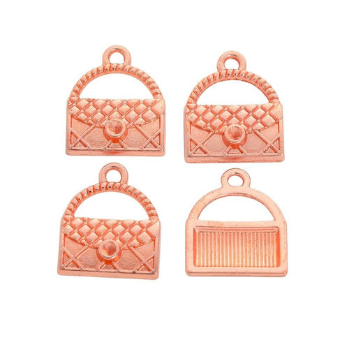 Grouped front and back views showing the details of handbag charms