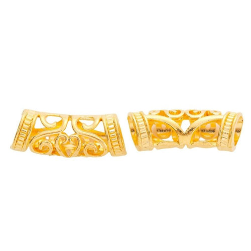 Close product view showing the front and reverse details of the curved tube bead