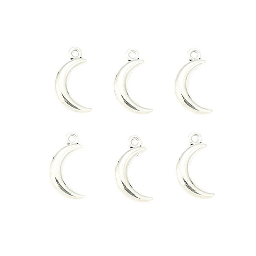 Close front and reverse view of the metal mini crescent moon charm