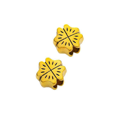 Antique Gold four leaf clover slider bead shown in product image 2