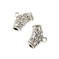 Ornate Curved Bail with a curved floral body with a lower hanging loop in 2 Metal Finishes view 2