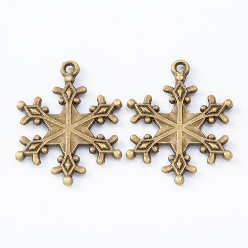 Front and reverse view of the detailed snowflake charm