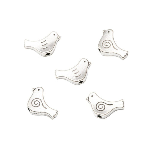 Small Engraved Bird Bead in an antique tone shown from the front