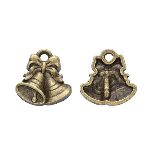 Alternate product view of double Christmas bells charms on a white background