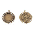 Scroll Edge Round Cabochon Pendant Trays in Two Finishes view 2