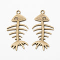 Ribbed Fish Skeleton Detailed Metal Charm in 2 Finishes view 2