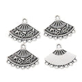 Antique Silver Layered Fan Connector Charms for Jewelry Making view 2