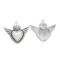 Winged Sacred Heart Charm in 1 Metal Finish for Jewelry Making view 2