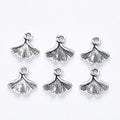 Fan-Shaped Ginkgo Leaf Charms in Bronze and Antique Silver view 2