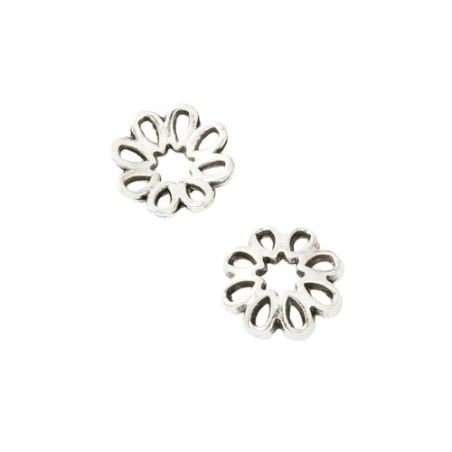 Antique Silver open petal bead cap shown in product image 2