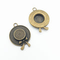 Round Hat and Bow Charms in Two Antique Finishes for Jewelry Making view 2