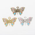 Large Enamel Butterfly Pendant in Three Antique Metal Finishes view 2