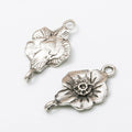 Two-Loop Poppy Flower Detailed Metal Jewelry Component in 2 Finishes view 2