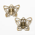 Layered Floral Butterfly Charm In 2 Metal Finishes For Jewelry Making view 2