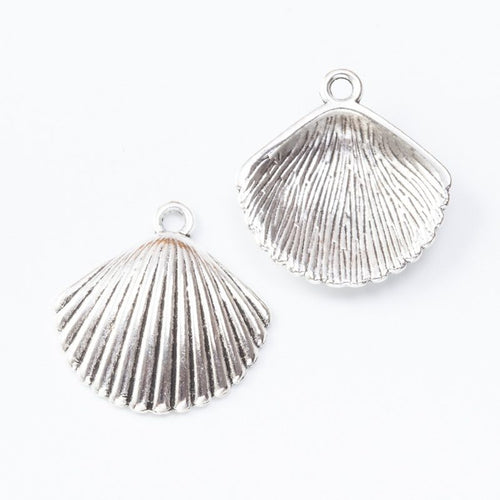Close view of the front details on ridged scallop shell pendants