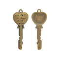 Heart Top Key Quote Charm in 3 Metal Finishes for Jewelry Making view 2