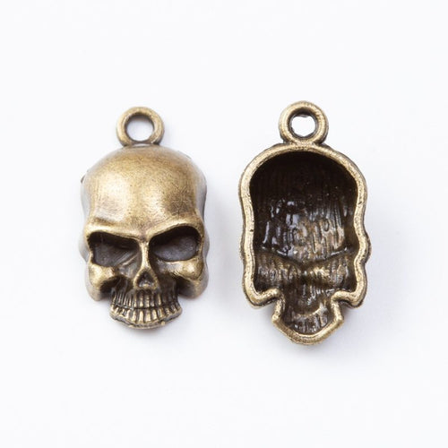 Sculpted Skull Metal Charms close product view showing form and surface detail
