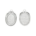 Floral Edge Oval Cabochon Pendant Setting in Antique Silver Tone view 2