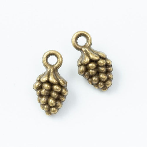 Front detail view of one pictured finish of pine cone charms