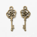 Rose Key Charm in 7 Metal Finishes for Jewelry Making view 2