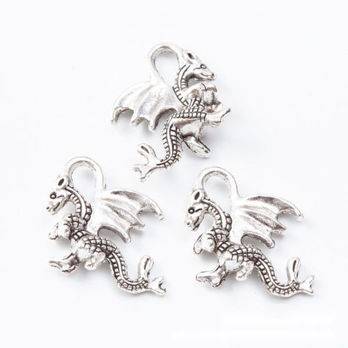 Close view showing the front details of the flying dragon charms