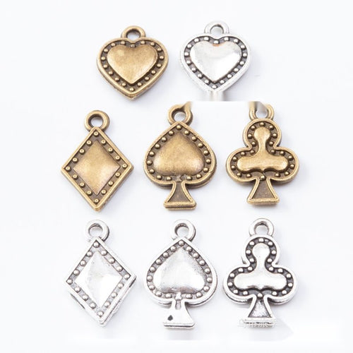 Additional front and reverse view of the card suit bezel charm