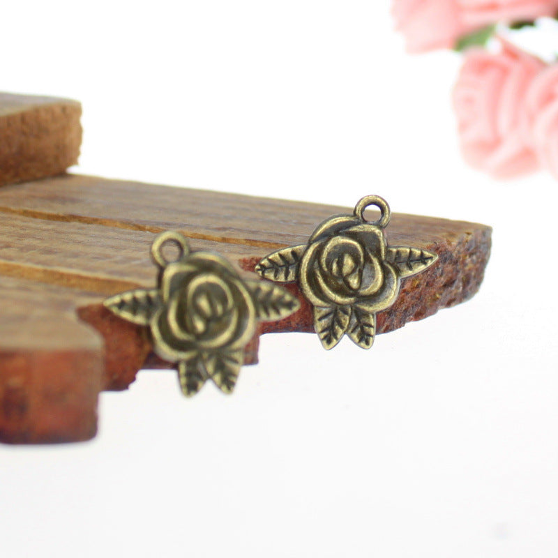 19x17mm Double-Sided Rose Alloy Charm Pendant