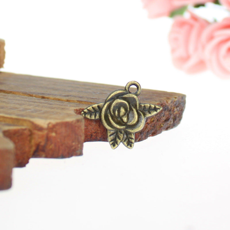 19x17mm Double-Sided Rose Alloy Charm Pendant