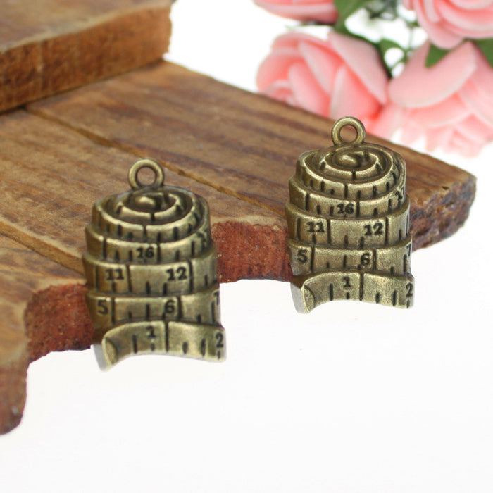 Vintage Alloy Tape Measure Charm Pendant 25x16mm