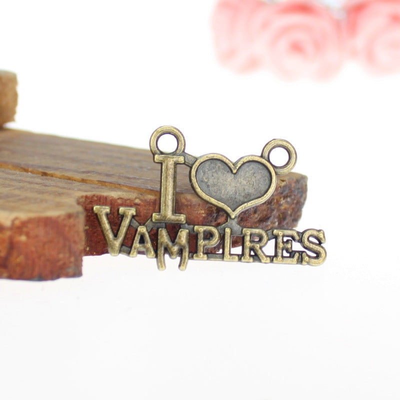 Double Heart Letter Alloy Charm Pendant 33x20mm