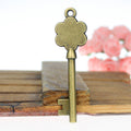 Vintage Flower Clock Key Charm Metal Jewelry Component, 3 Finish Options view 2
