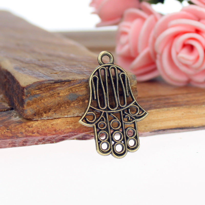 26x18mm Double-Sided Openwork Hand Alloy Charm Pendant