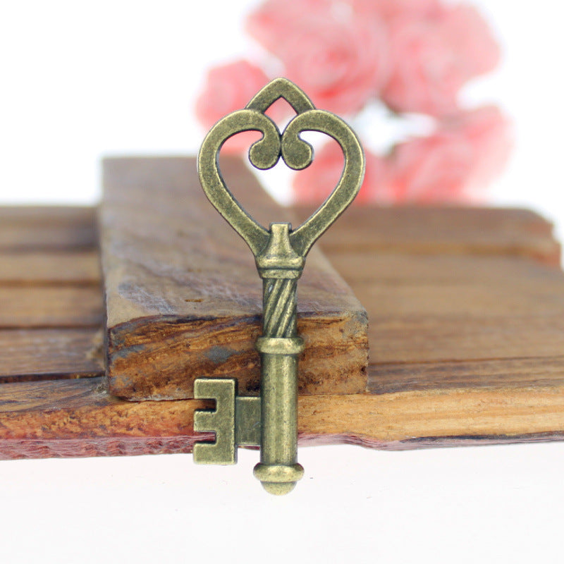 45x18mm Antique Finish Heart Key Charm Pendant