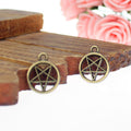 Vintage Pentagram Circle Charm Metal Jewelry Component, 6 Finish Options view 2