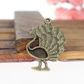 Three Dimensional Peacock Alloy Charm in 3 Metal Finishes view 2