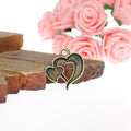 Vintage Double Heart Key Charm Metal Jewelry Component, 3 Finish Options view 3