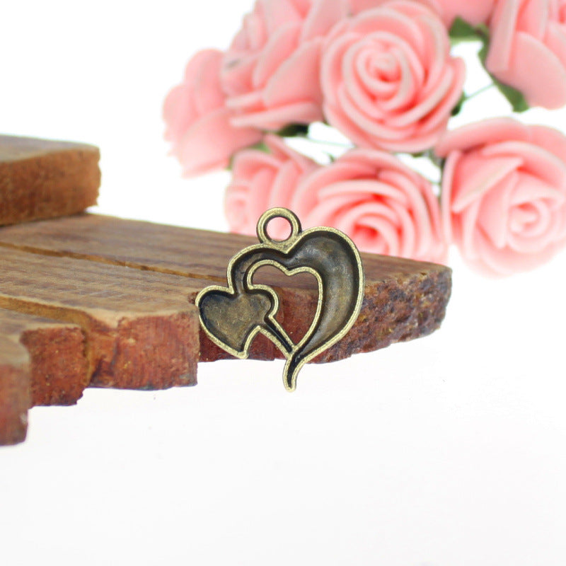 22x21mm Double Heart Alloy Charm Pendant