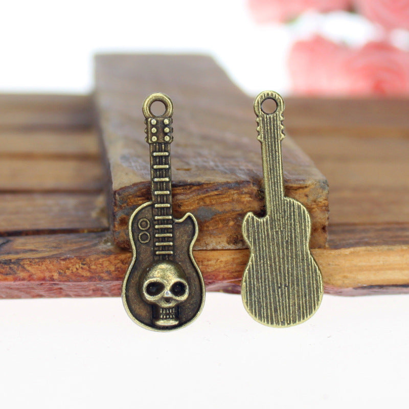 31x11mm Skull Guitar Violin Alloy Charm Pendant