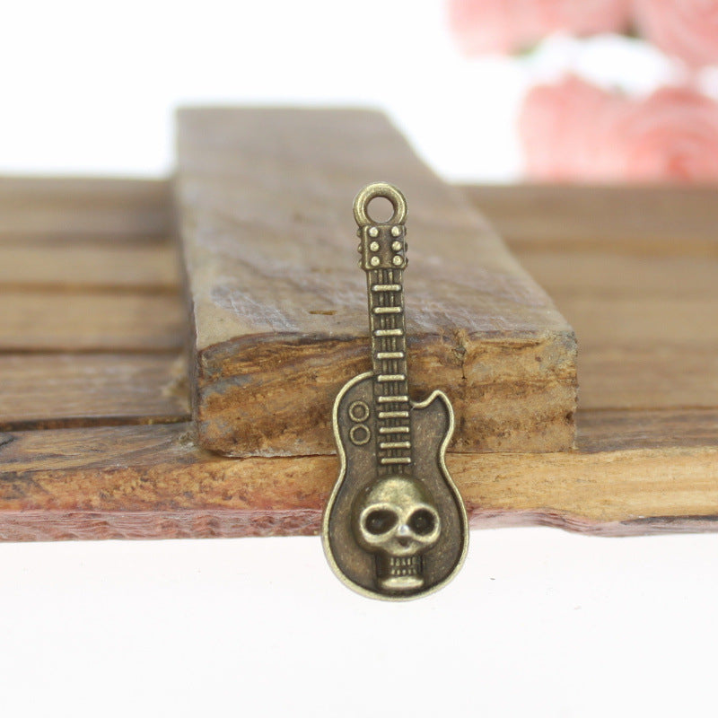 31x11mm Skull Guitar Violin Alloy Charm Pendant