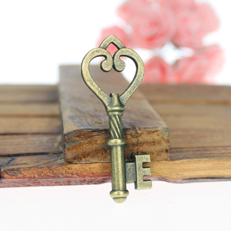 45x18mm Antique Finish Heart Key Charm Pendant